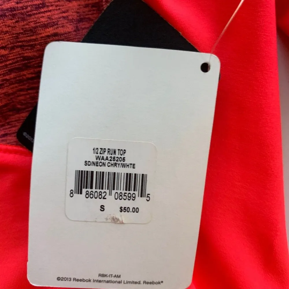 Reebok Womens S Coral 1/2 Zip Long Sleeve Thumbhole Pullover Activewear Run Top - Image 7