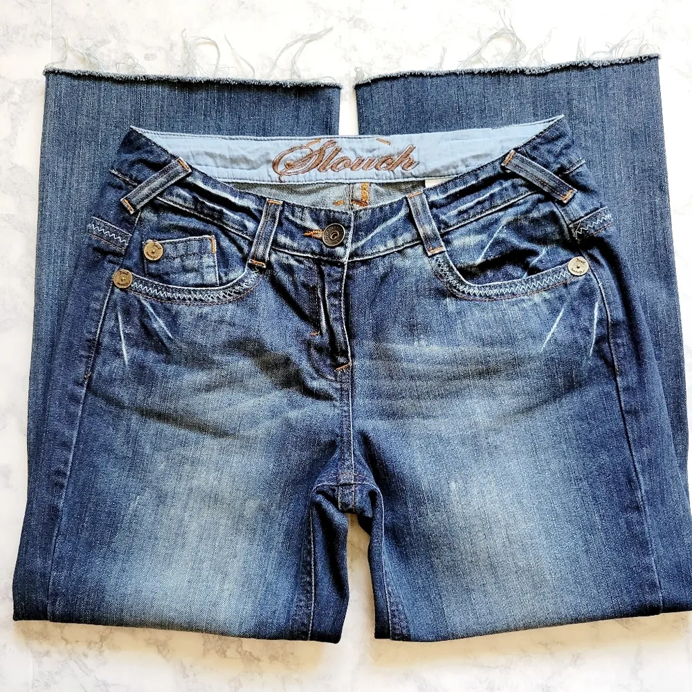 Next slouch wide leg cropped jeans size 12 - Image 4