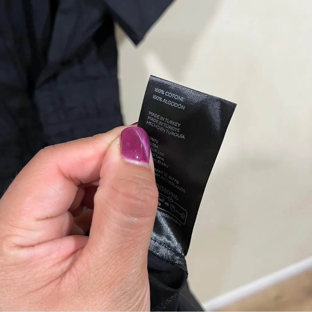 NWT Anthropologie Somerset Mini Dress Black Poplin Elastic Waist Short Sleeve L - Image 7