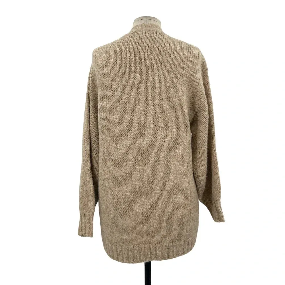 Aritzia Wilfred Free Tan Open Front Fuzzy Chunky Cardigan Alpaca‎ Wool Size XS - Image 5