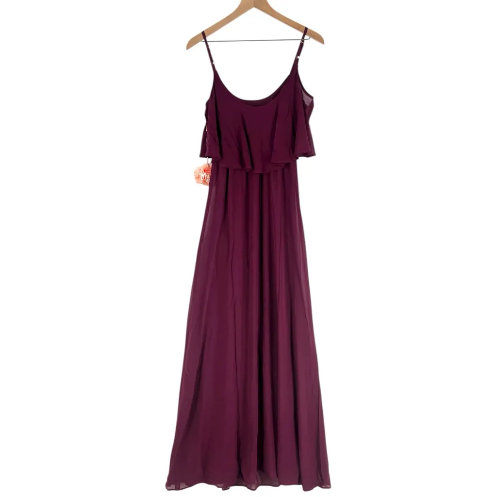 Show Me Your Mumu Flowy Ruffle Maxi Dress in Merlot Chiffon NWT Size XS‎ - Image 4