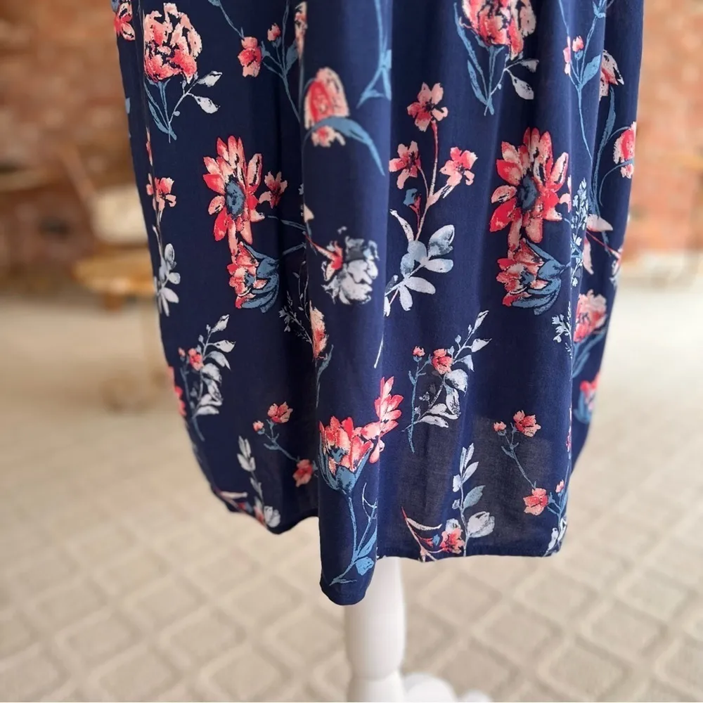 Caslon Dress Blue Floral Smocked Waist Short Sleeve Mini XXL A-Line Preppy - Image 11