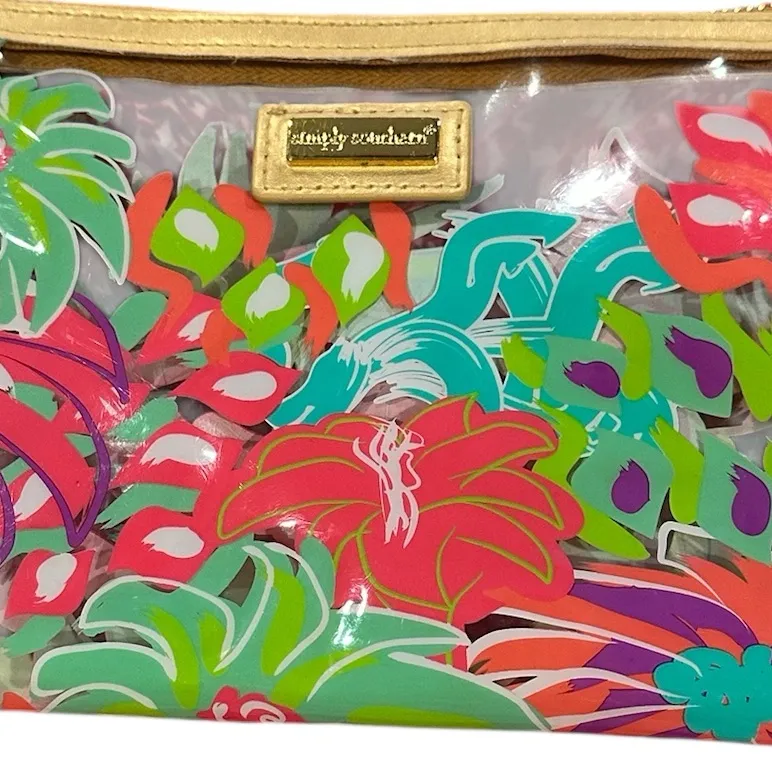 Simply Southern Plastic Zippered colorful makeup pouch bag Floral Cosmetic - Image 3