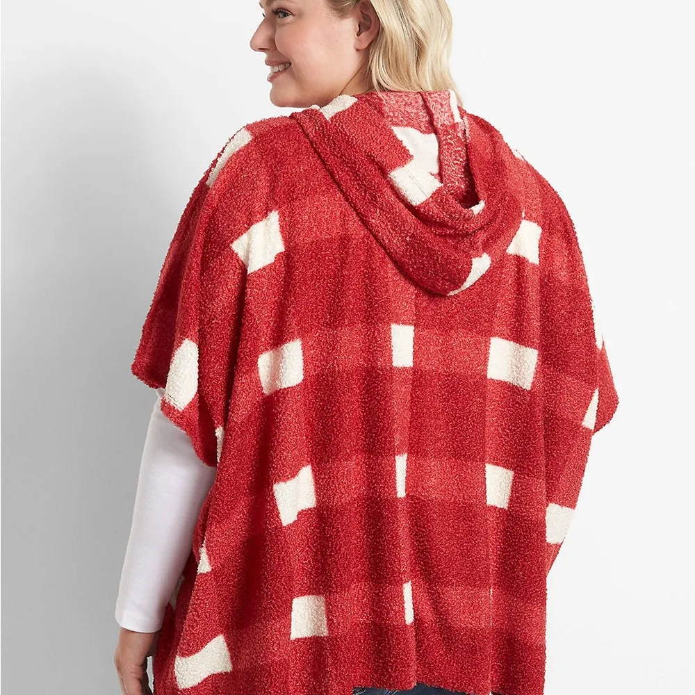 Lane Bryant Hooded Plaid Sherpa Poncho - Image 2