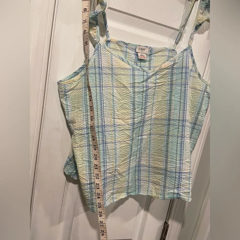 NWT J. Crew Blue Seersucker Ruffle Strap V Neck Lightweight Pajama Top Size XL - Image 7