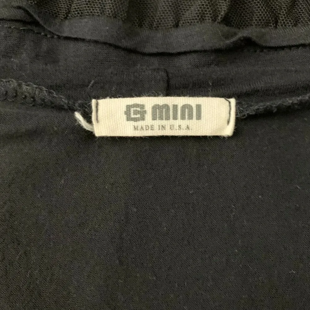 Vintage Y2K Wild Spirit Cropped Top S Black Sheer Ruffle Short Sleeves Eagle - Image 6