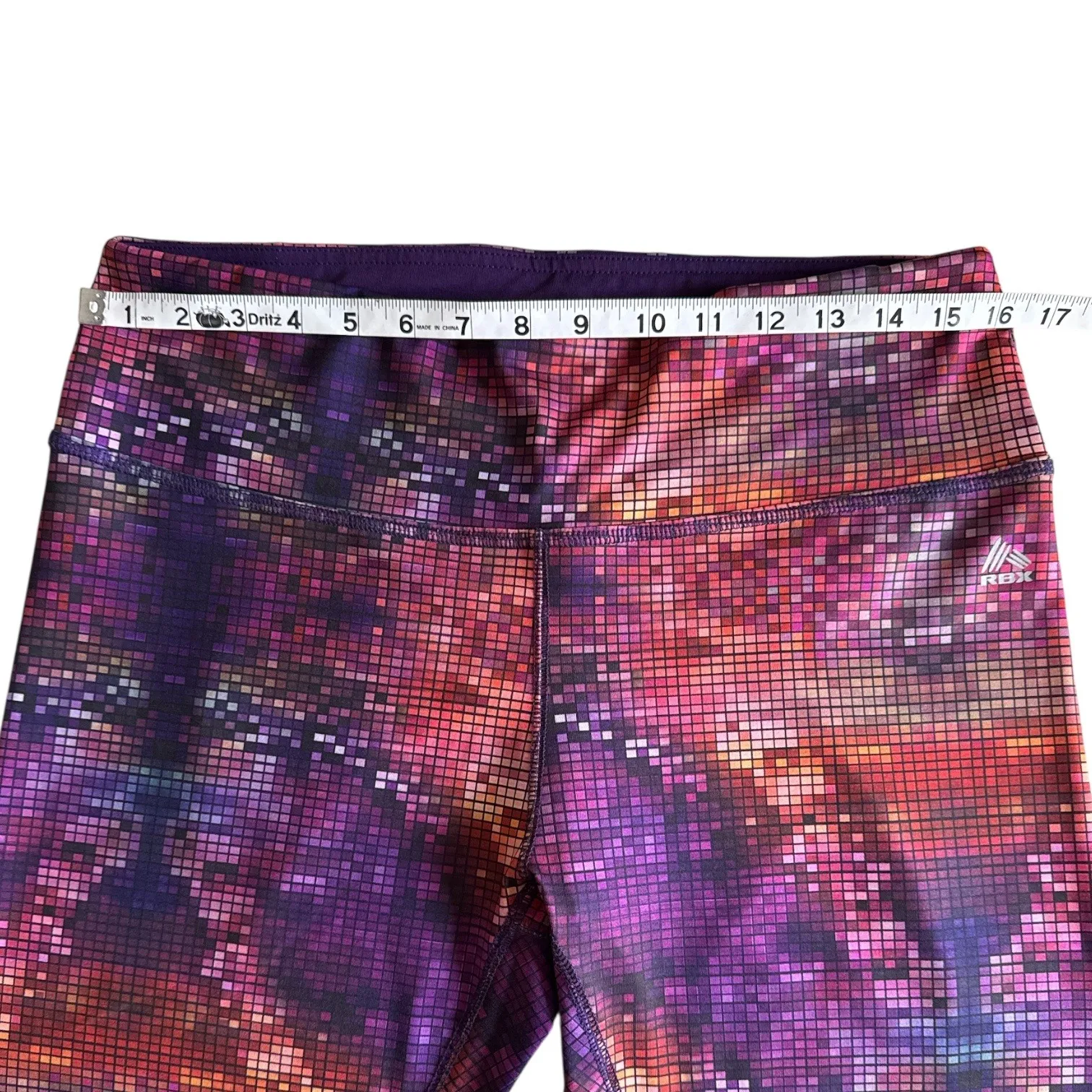 RBX‎ Live Life Active Women's XL Purple Abstract Pixelated Leggings Waist Pocket - Image 7