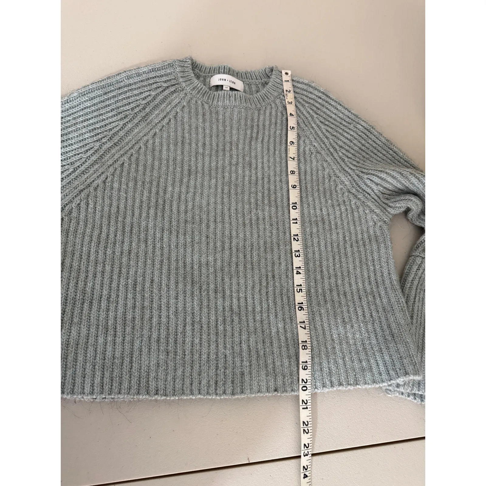 Revolve John + Jenn Dusty Blue Alpaca Blend Knit Bell Sleeve Sweater Top Small - Image 9