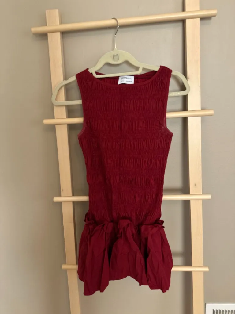 Peppermayo Exclusive - Garden Kisses Shirred Mini Dress - Maroon - Image 6