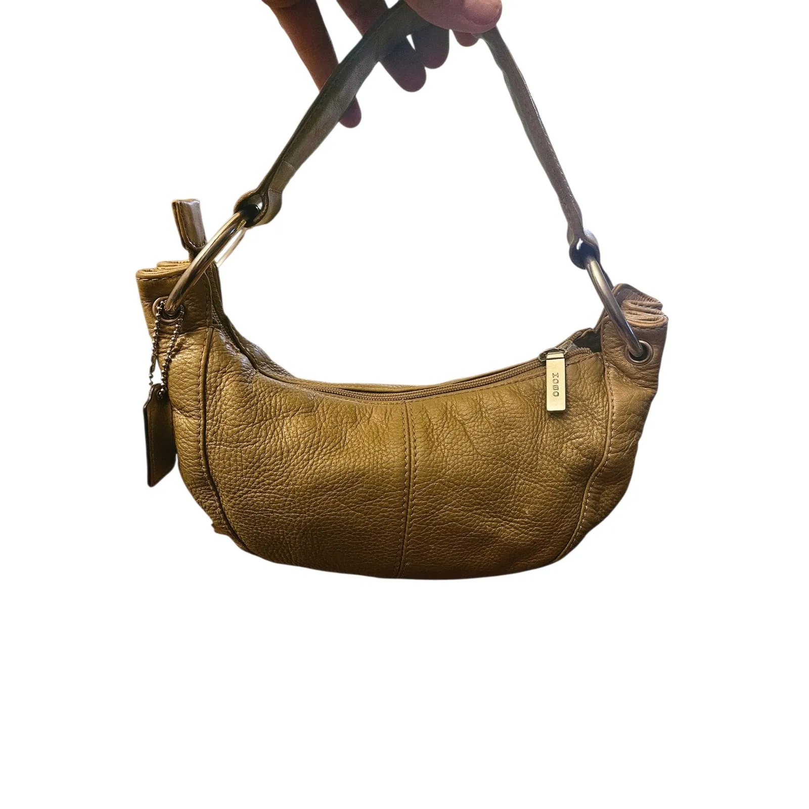 HOBO International Leather Hobo Bag Tan Brown Shoulder Bag Wristlet Pouch - Image 3