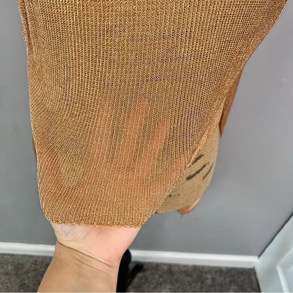 Sz 0S Hiroko Koshino Asymmetrical Gold Cardigan $178 MSRP - Image 8