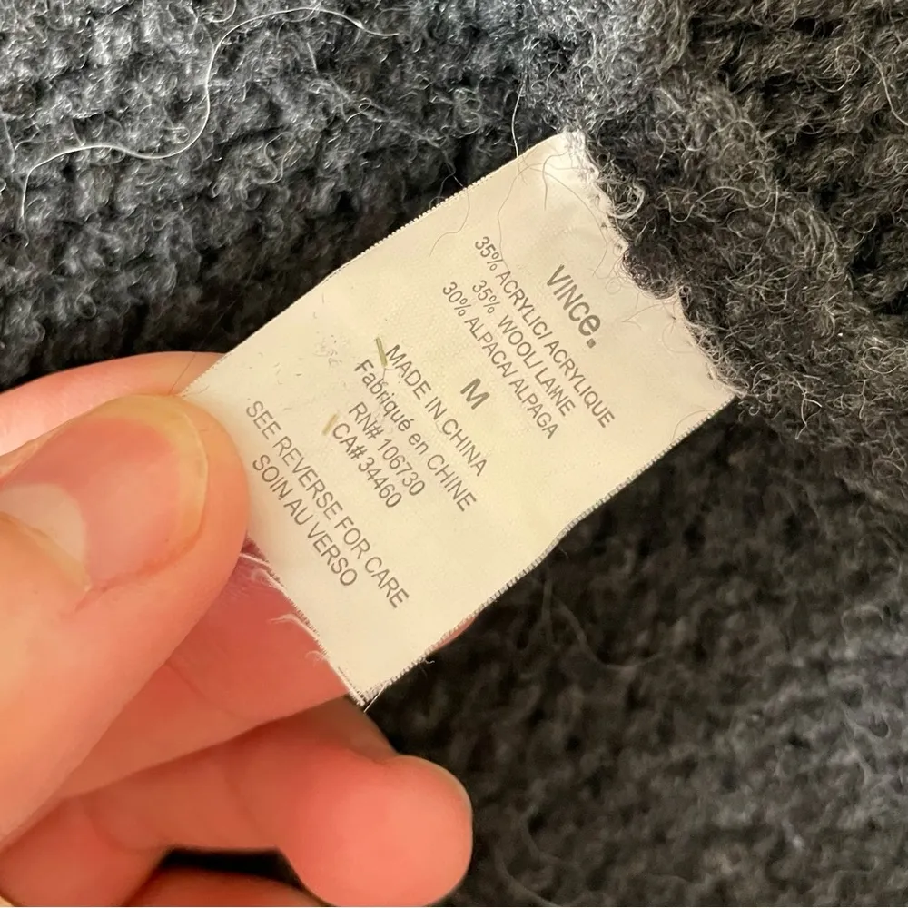 Vince Chunky Wool Knit Oversized Open Cardigan Sweater Medium - Image 7