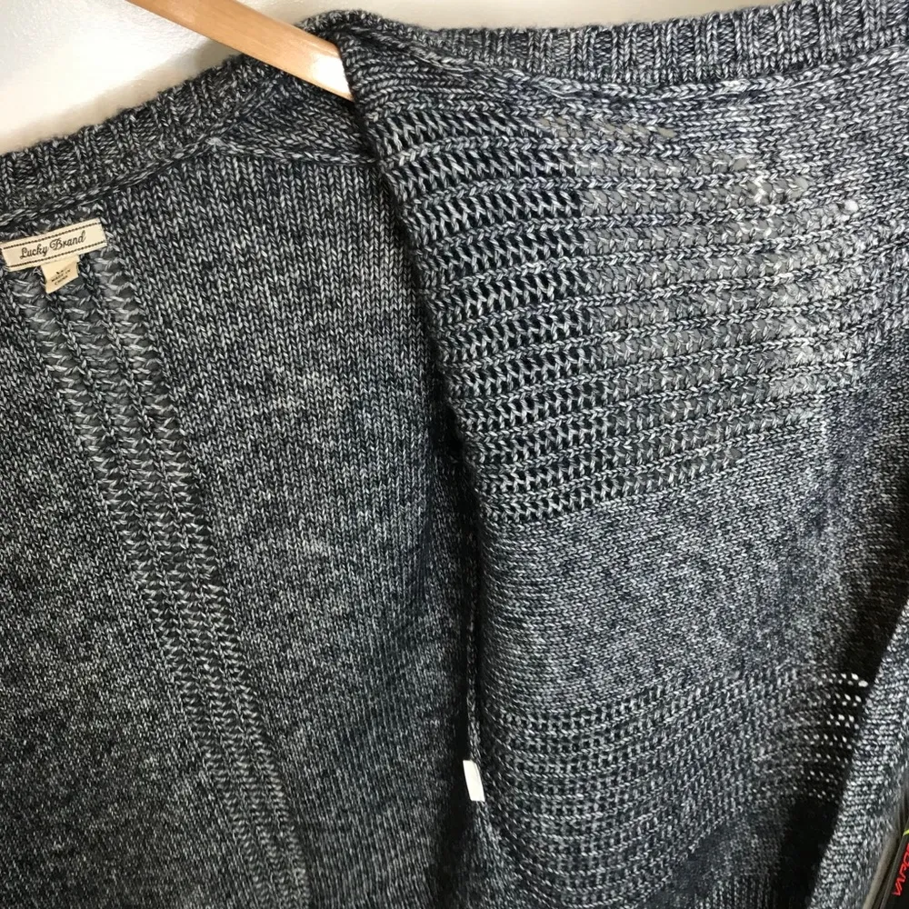 Lucky Brand Open Front Grey Cardigan Sweater XS knit gray warm cozy - Image 5