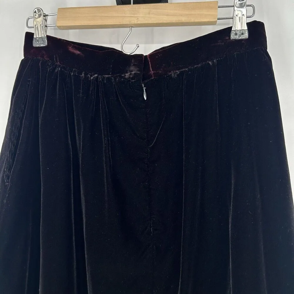 Vintage Walker Lane Velvet Maxi Skirt Burgundy Black Romantic Goth Modest Size 8 Red - Image 8