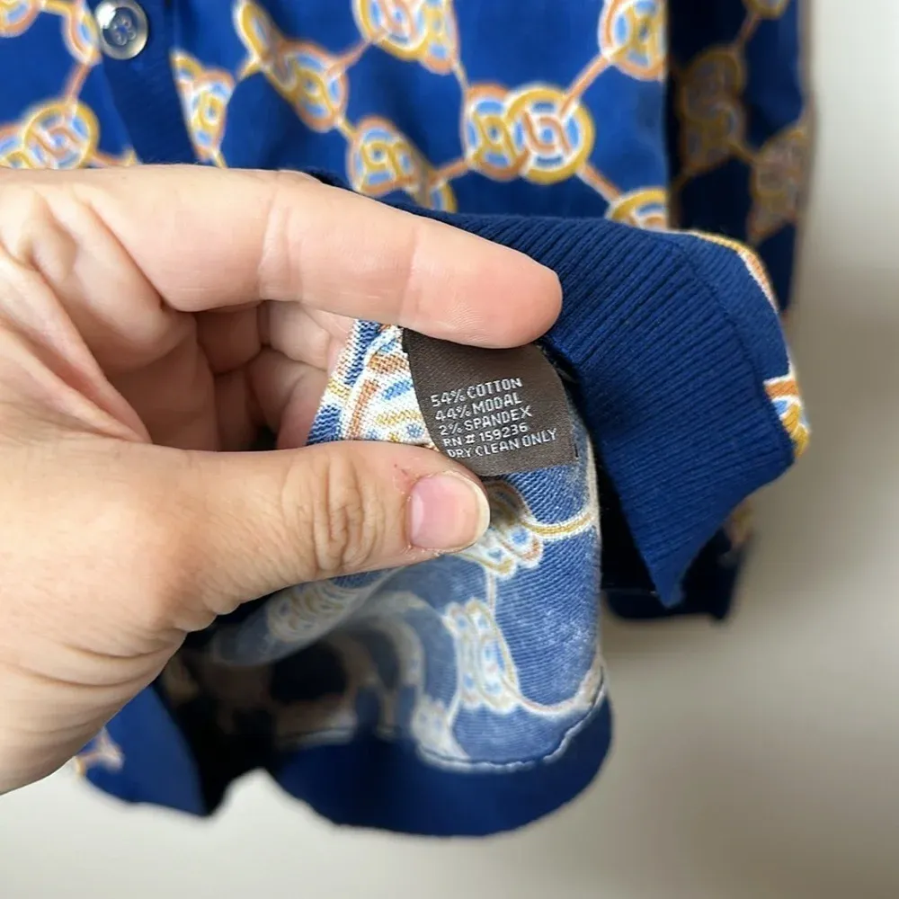 J Mclaughlin Womens Kristyn‎ Cardigan XS Denim Gold Heraldic Knot Chain Sweater - Image 5