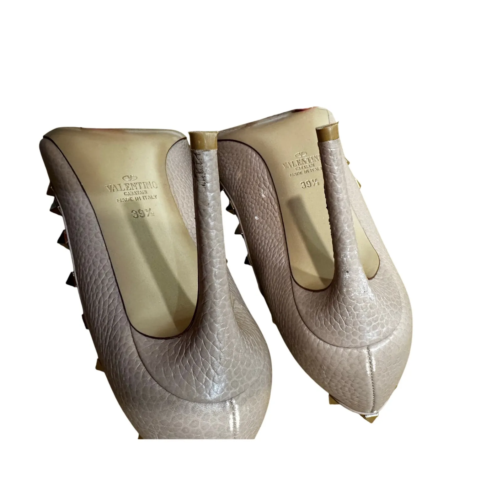 Valentino Garavani Rockstud Pumps Blush Pink Gold Studded Leather Heels 39.5 - Image 10