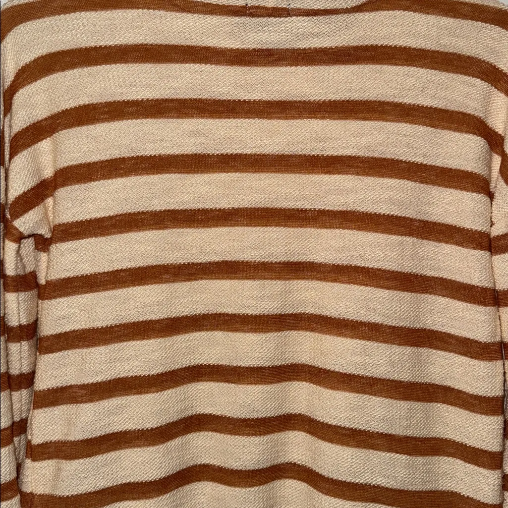 Storybuk Hooded Long Sleeve Top Striped Pullover Women’s M Medium Tan - Image 6