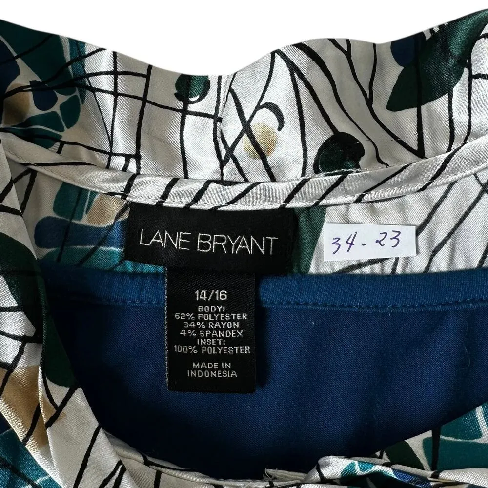 Lane Bryant Blue Short Sleeve Blouse Women Plus Size 14/16 | 34-23 - Image 3