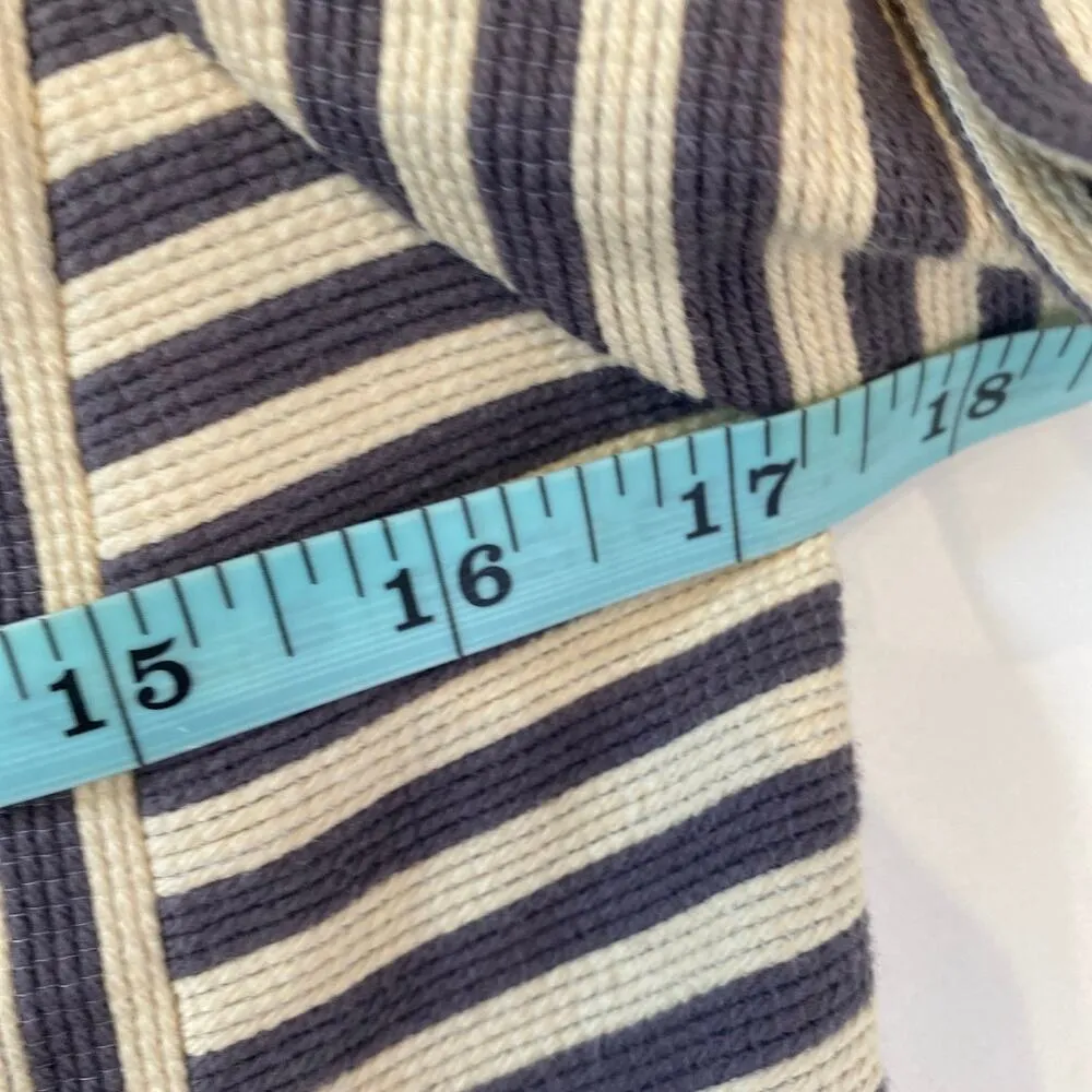 Tory Burch Rene Gray Cream Striped Zipper Jacket 3/4 Sleeves EUC Sz 0 - Image 9