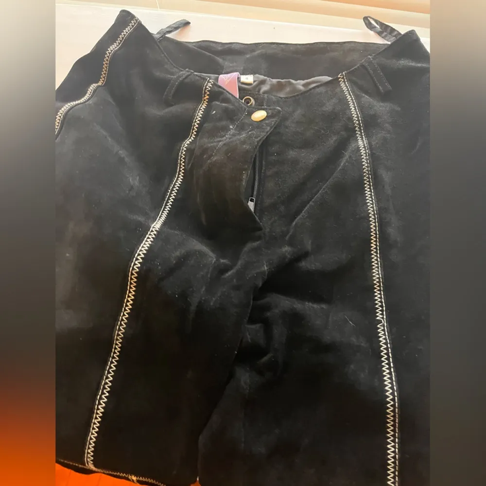 Leather Suede bebe Black and White Geometric Stitch Pantsuit - Image 5