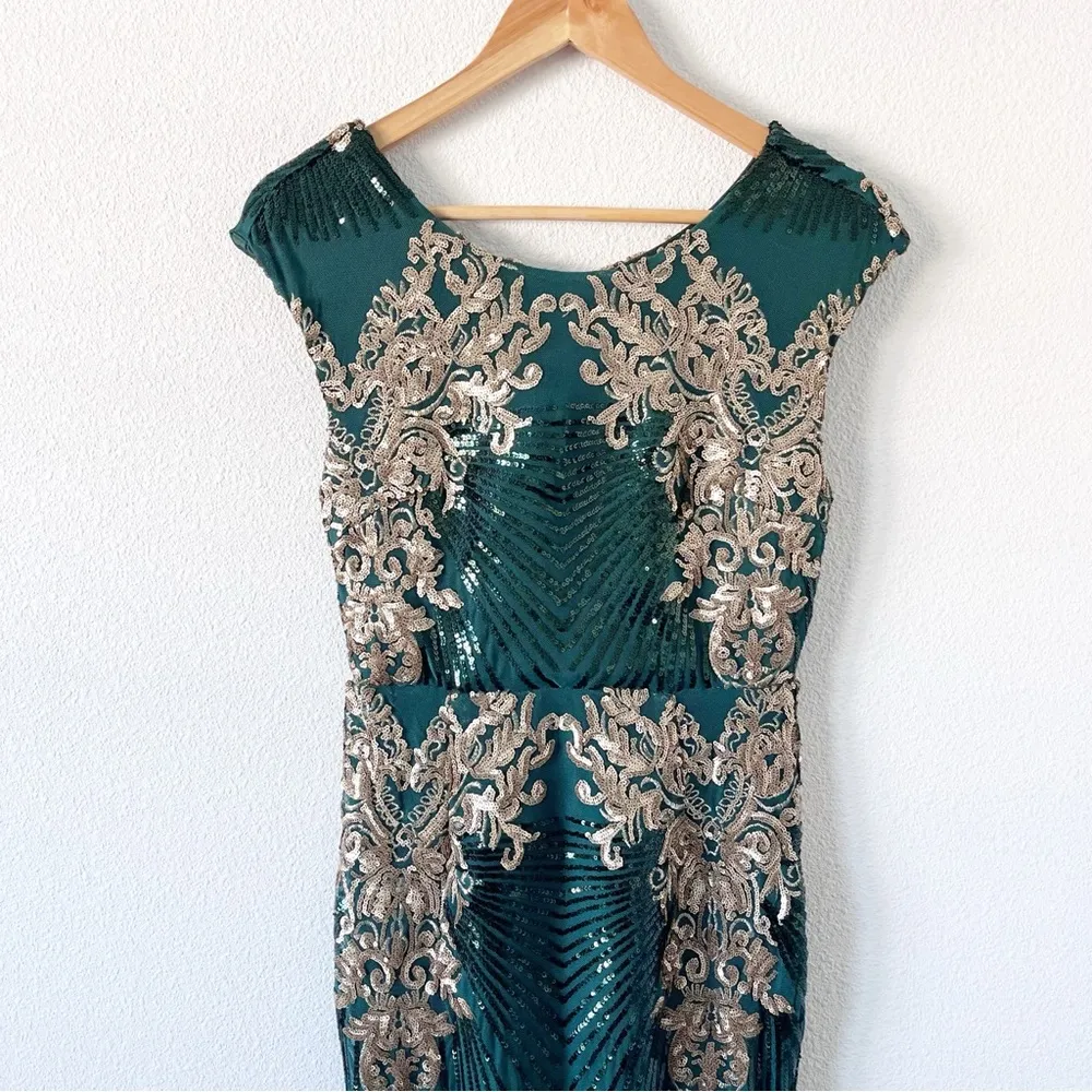 Baltic Born Azura Sequin Gown in Green and Gold - Image 3