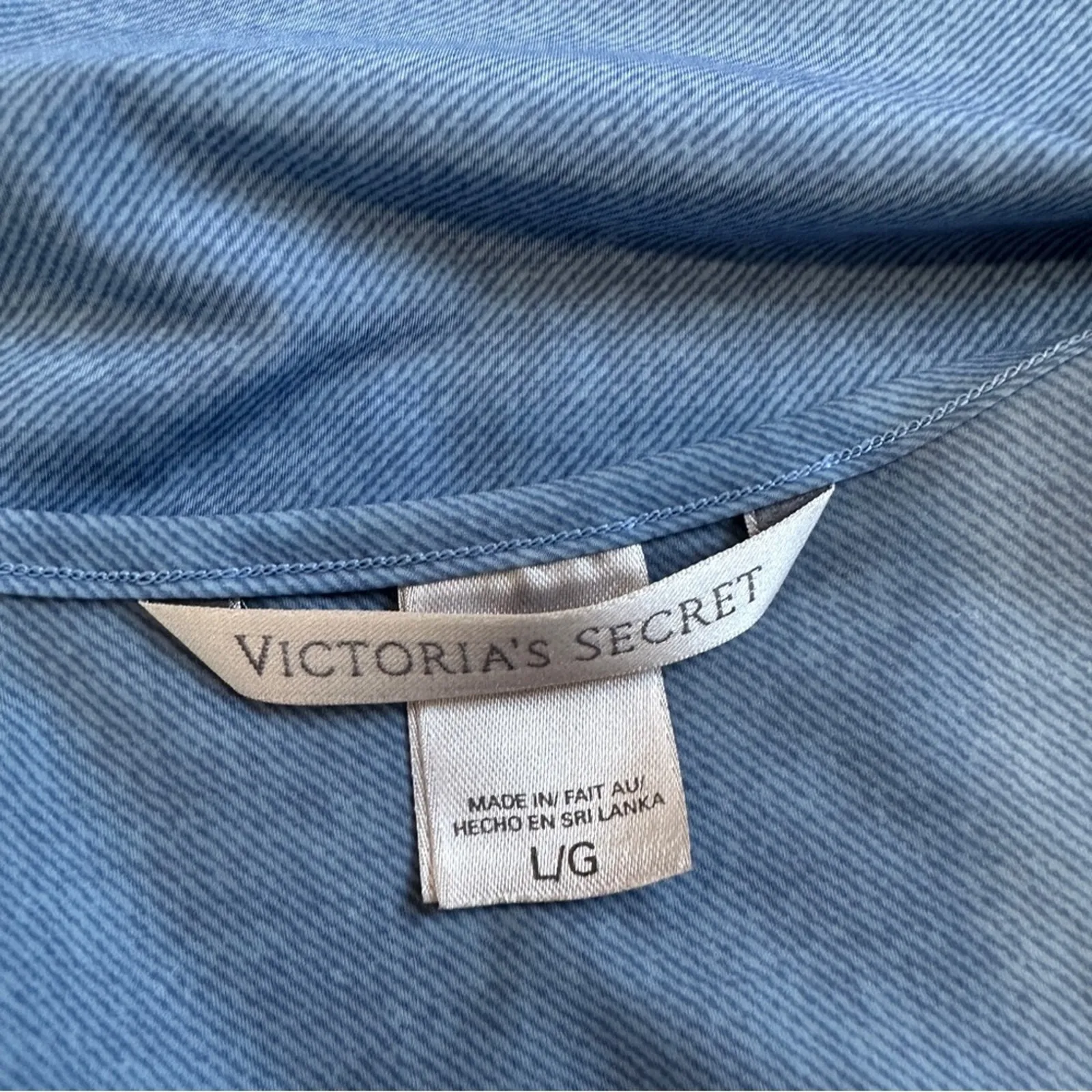 Victoria's Secret Blue and White Lace Chemise Slip Dress Y2K Large - Image 4