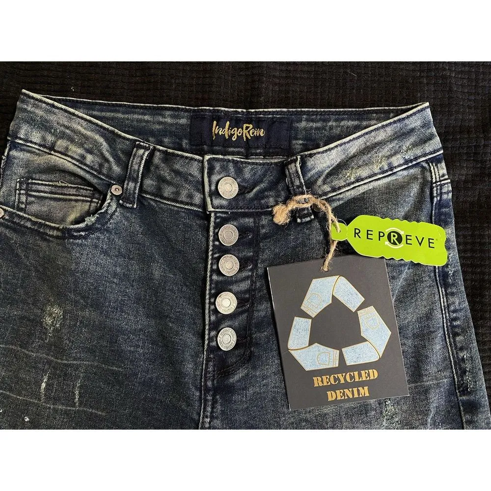 Indigo‎ Rein Size 7/27 Mid Rise Flare Bell Bottom Jeans Dark Wash Button Fly NWT - Image 6