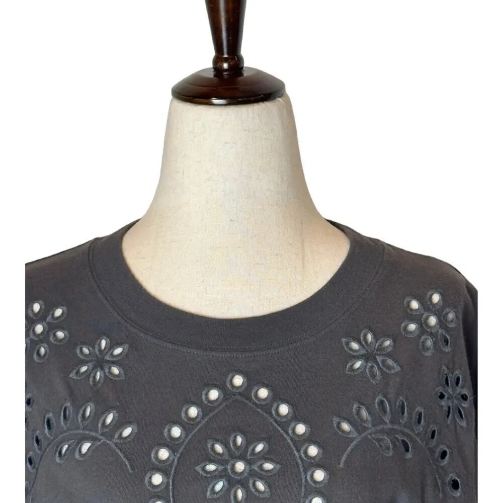 Rails Shirt‎ Women Extra Small Vintage Black Cotton Eyelet Embroidery Byrdie Tee - Image 4