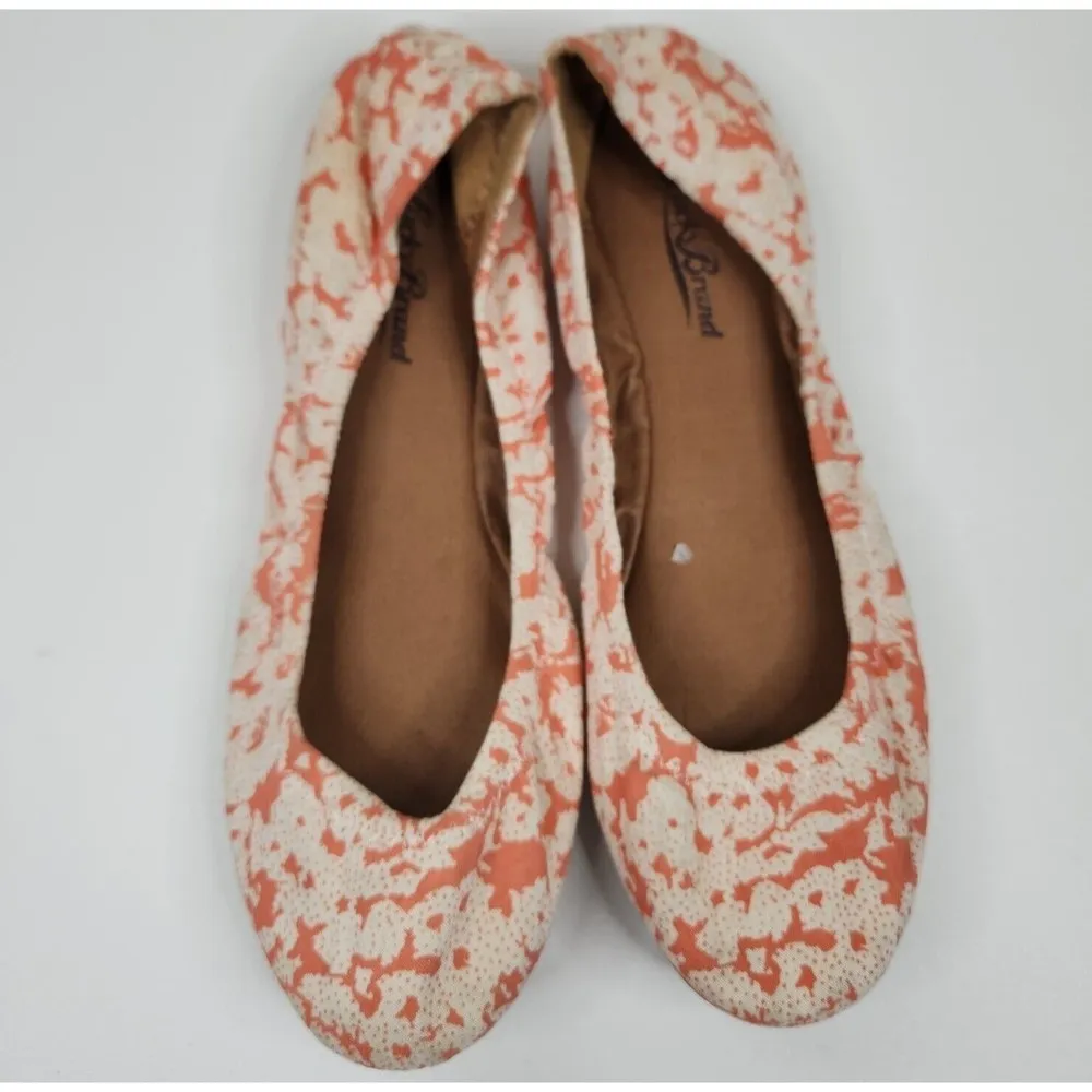 Lucky Brand Emmie Coral/White Orange Floral Canvas Lightweight Ballet Flats Sz 6 - Image 6