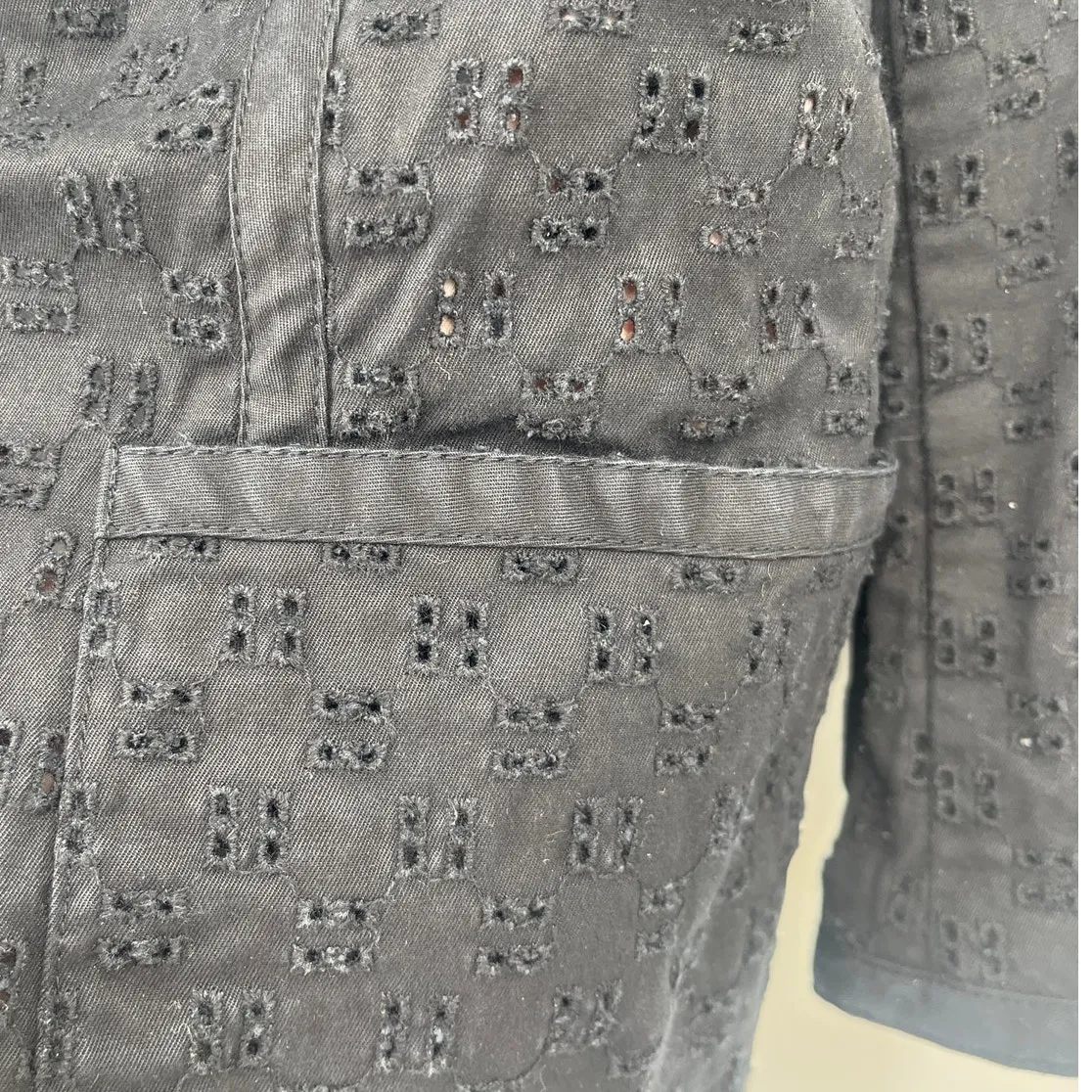 Talbots Eyelet Womens Blazer 6P Black Cottagecore Preppy Dark Romantic 1 Button - Image 6