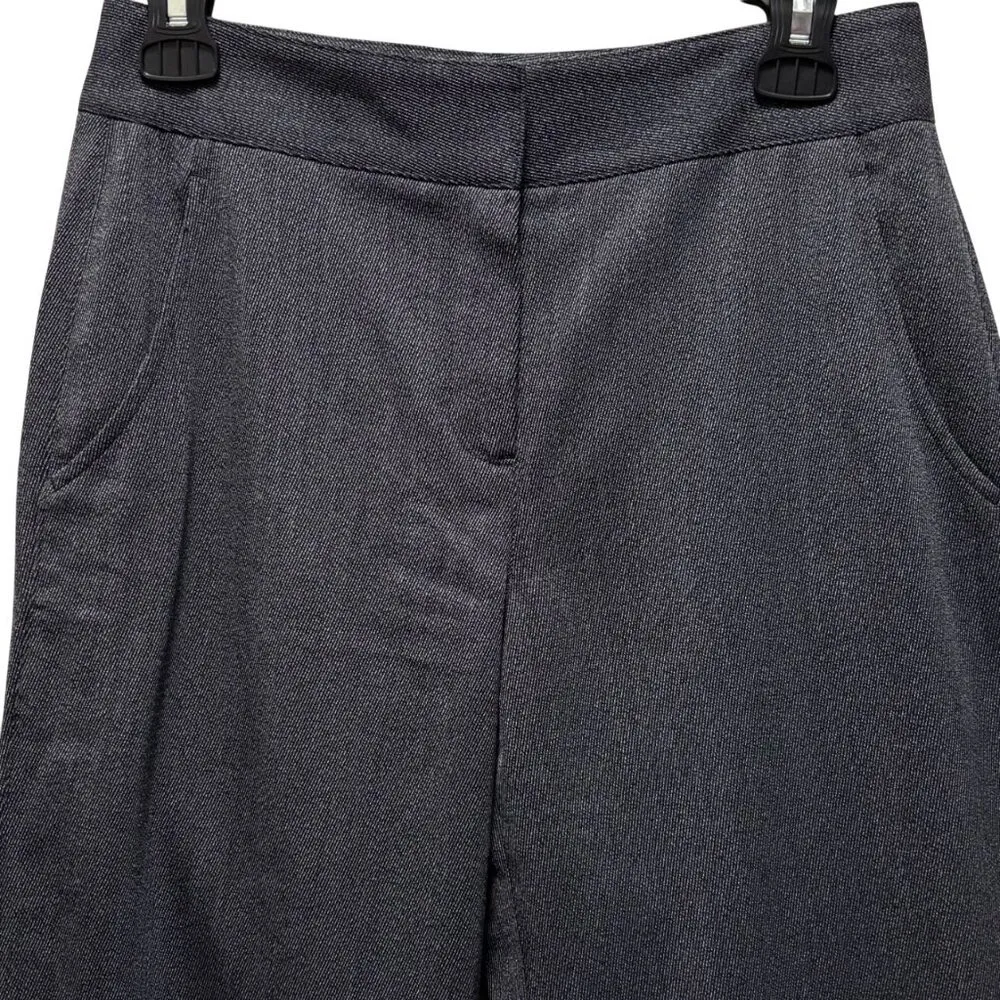 Theory Womens Wool Blend  Wide Leg Charcoal Dress Pants Size 4 - Image 3