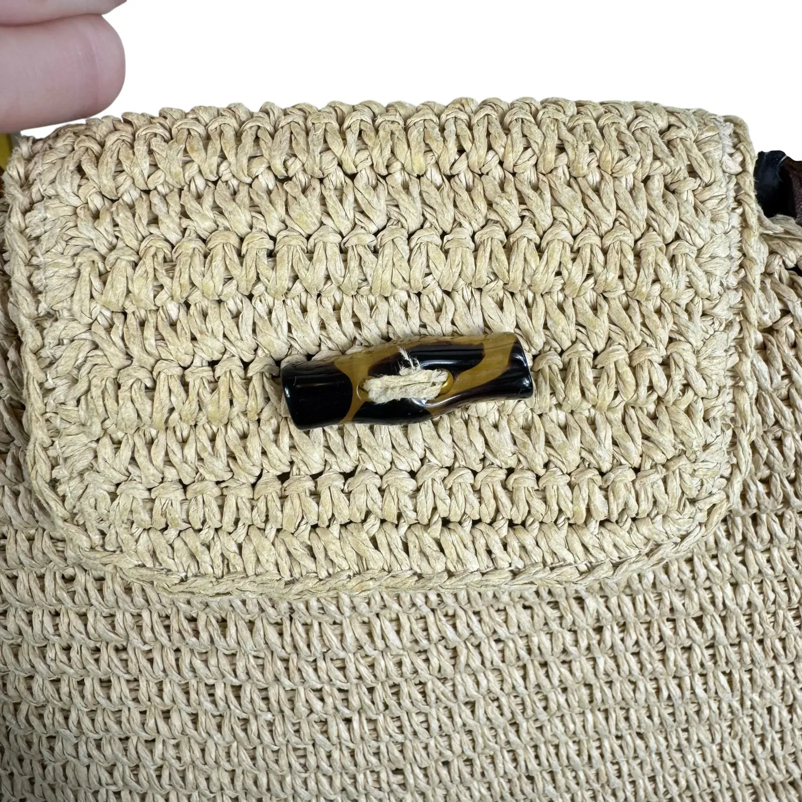 Talbots‎ Vintage Woven Straw Double Handles Lined Hand Bag - Image 3
