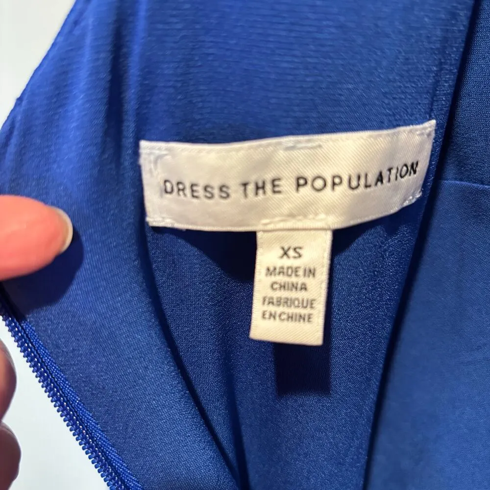 Dress the Population Emery Long Puffed Shoulder Sleeve High Neck Sheath Dress XS - Image 9