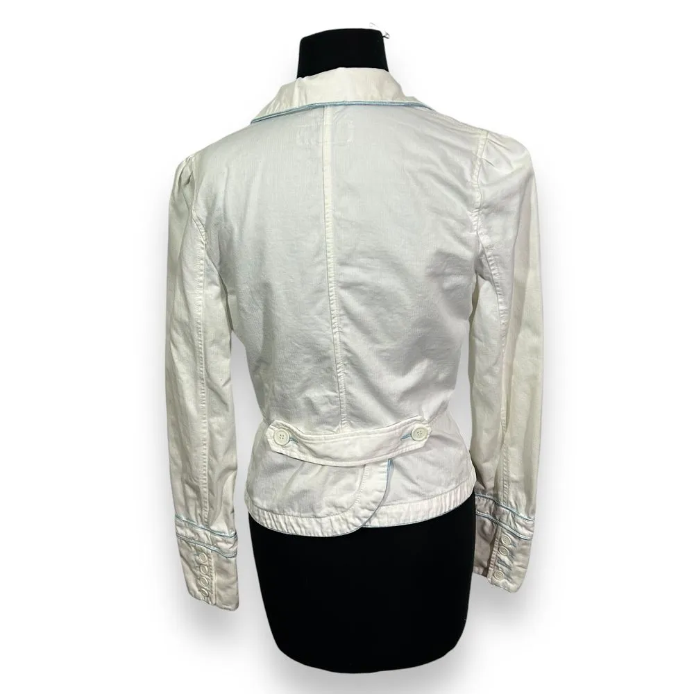 Vintage Juicy Couture Jeans Denim Blazer Jacket‎ Womens Large White - Image 2