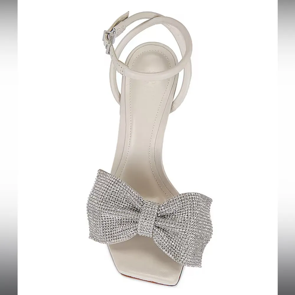 NEW NIB  Mila Rhinestone Bow Heel Sandal In Pearl - Image 5