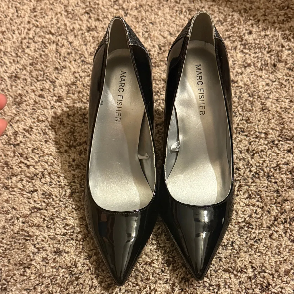 Marc Fisher Black and Glitter Heels - Image 2