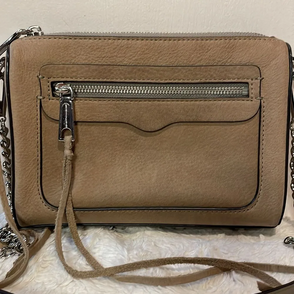 Rebecca Minkoff- 100% Leather Crossbody Bag Chain Strap Fringe Details Full Zip - Image 2
