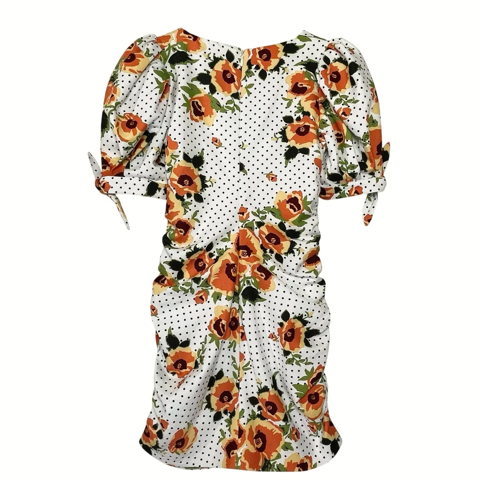 LAVISH ALICE Women’s Polkadot Floral Puff Sleeved Ruched Mini Dress - Image 4