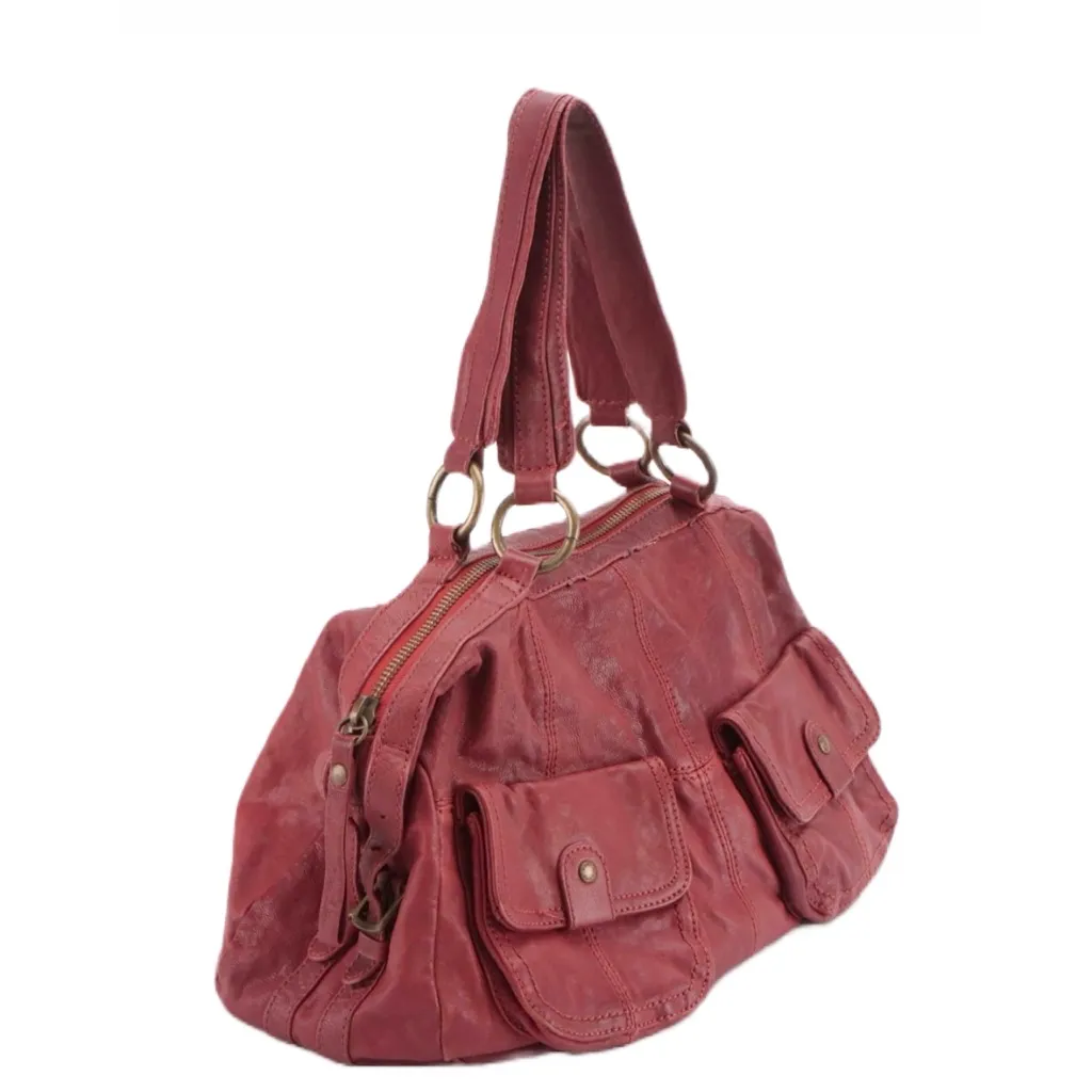MARC NEW YORK ANDREW MARC RED DISTRESSED LEATHER SHOULDER BAG - Image 3