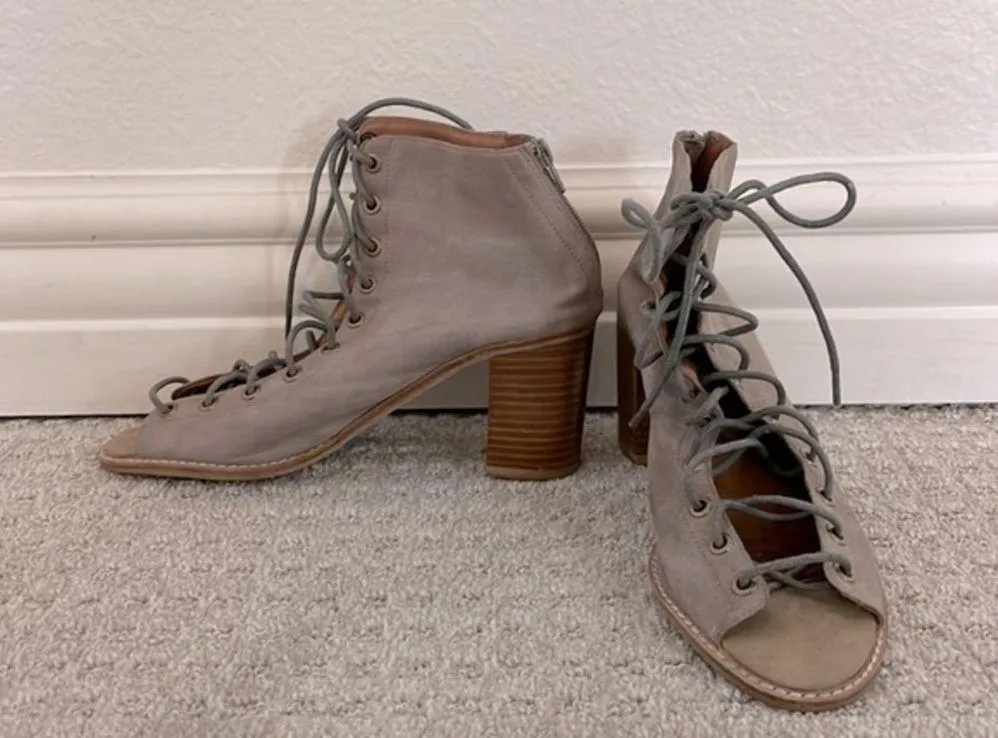 Jeffrey Campbell Taupe CORS Lace Up Open Toe Heels - Image 4