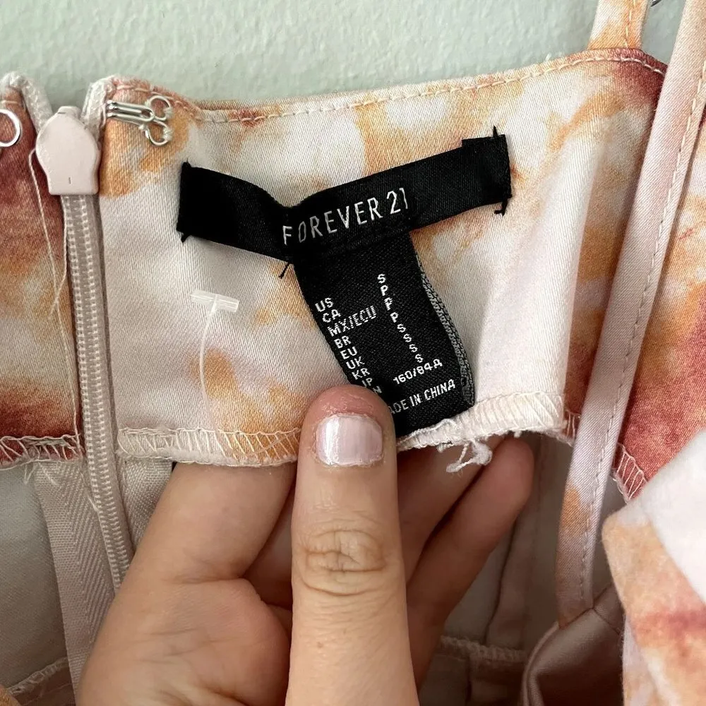 Forever 21 peach coral white straight neckline spaghetti straps formal dress - Image 3