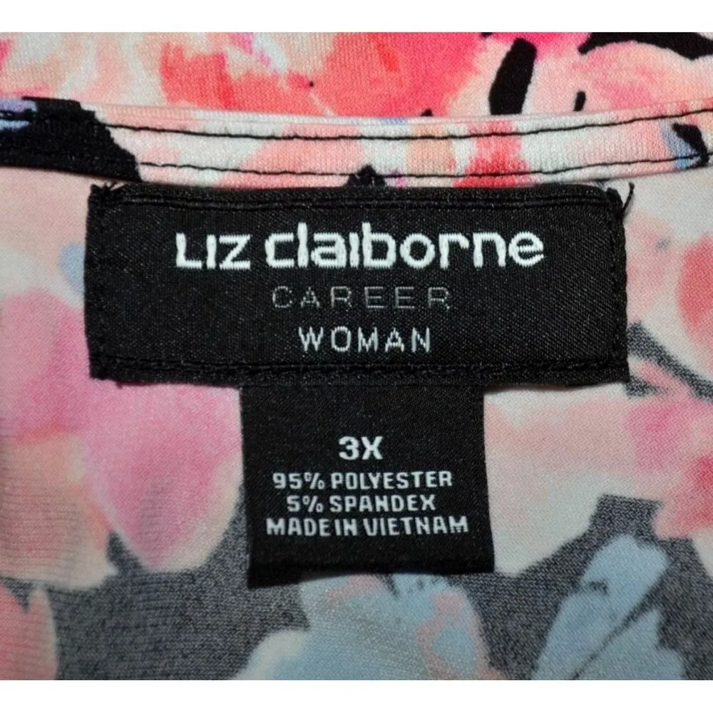 Liz Claiborne Career Women's Pink Floral Short Sleeve Blouse Top Plus Size 3X Fa - Image 8