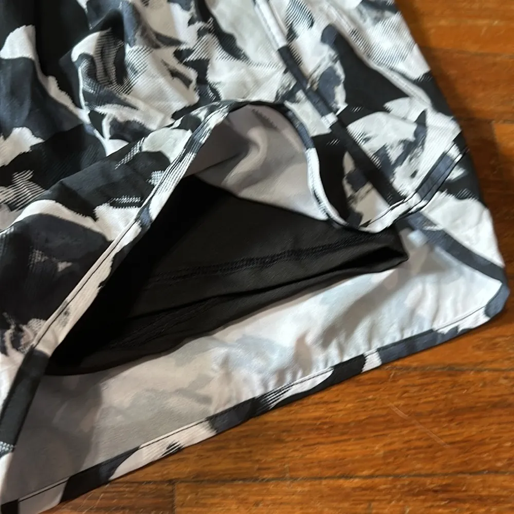 Avia Women’s 2-in-1 Running Shorts, Black Pattern, Lg - Image 2