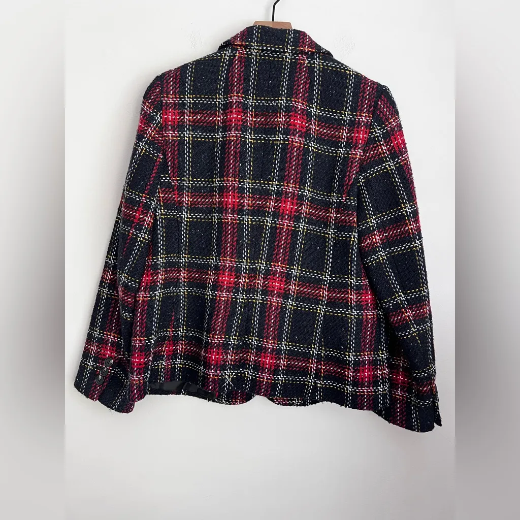 Talbots Aberdeen Red & Black Tartan Plaid Blazer Jacket two button wool blend 12 - Image 4