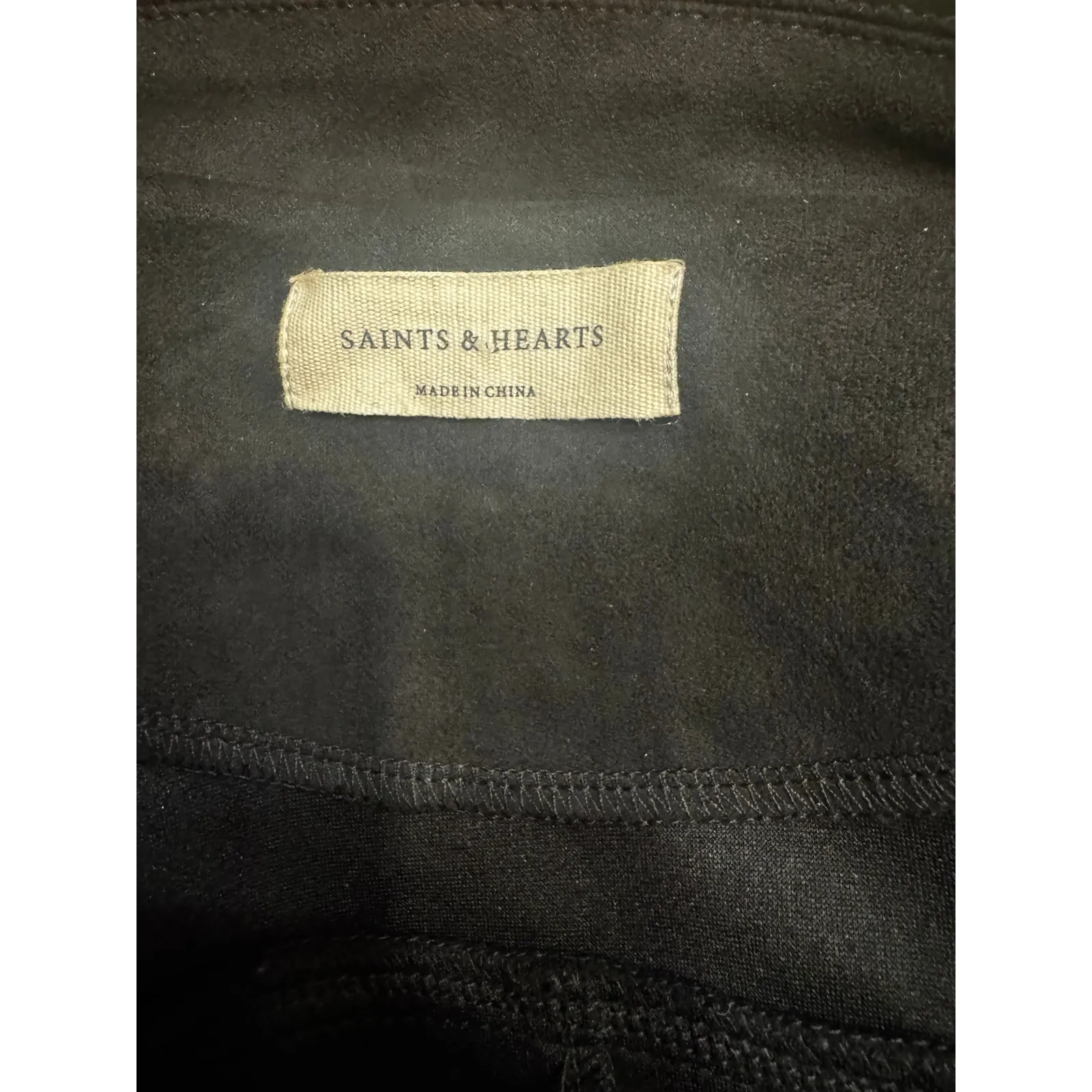 Saints & Hearts Vegan Suede Black Western Fringe Cropped Blazer M Cowgirl Rodeo Size M - Image 5