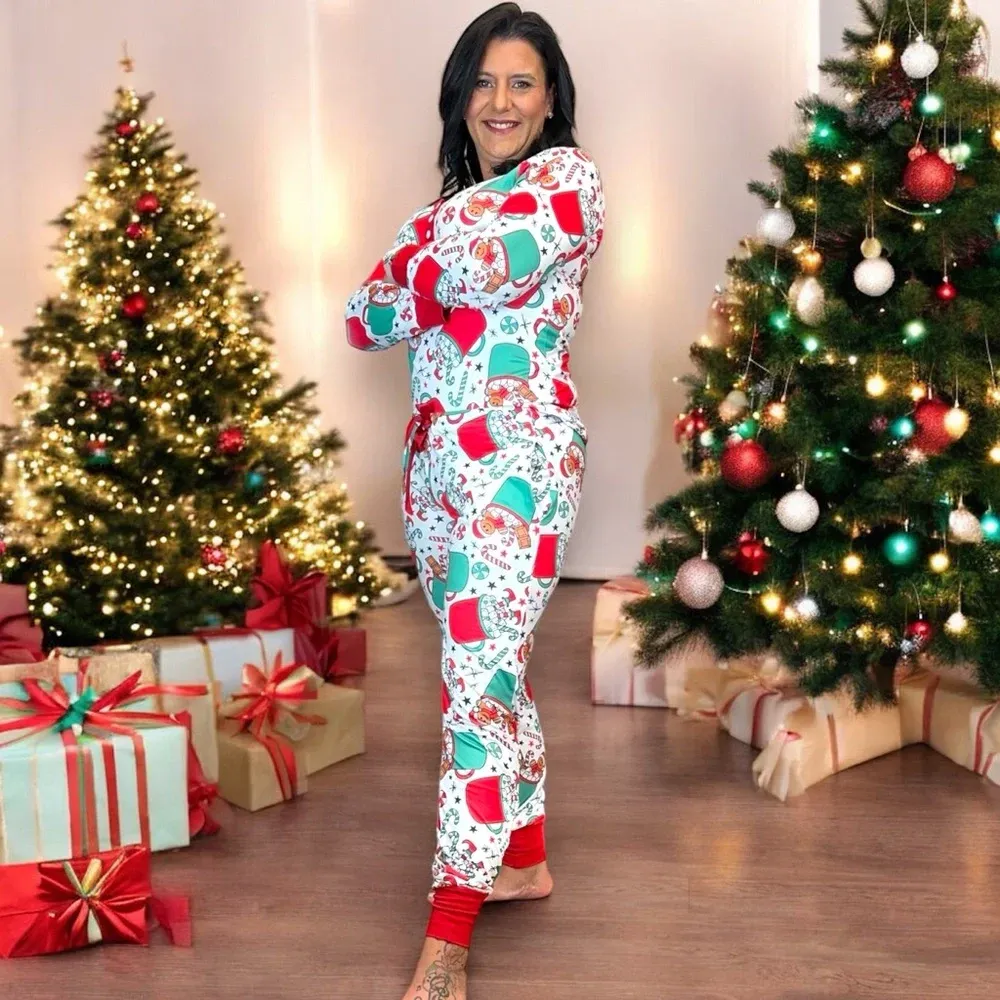 Shirley & Stone Christmas Jogger Lounge Pajama Set Hot Cocoa Gingerbread Man White Size XXL - Image 7