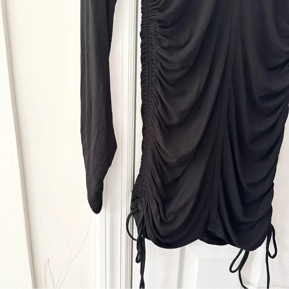 Michael Costello X Revolve Shirred Side Tie Bodycon Mini Dress in Black Medium - Image 9