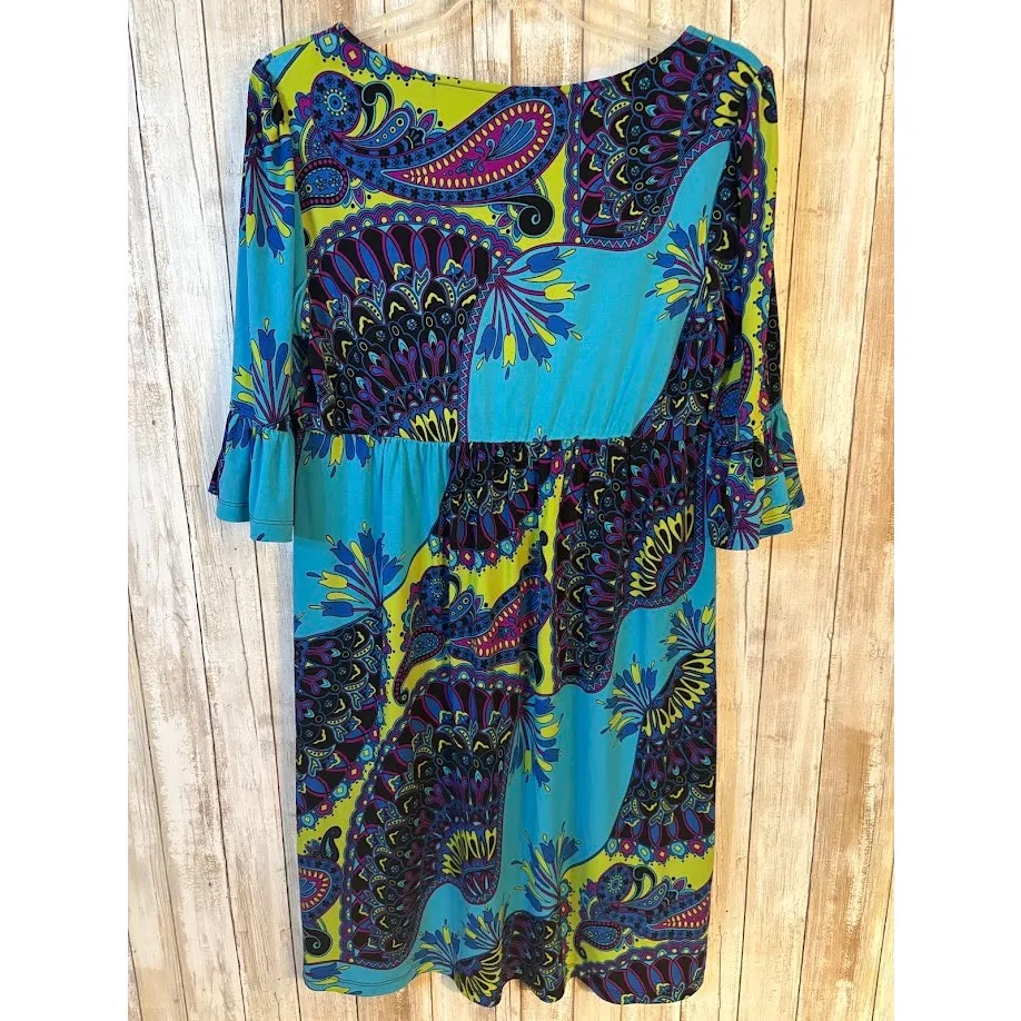 Ronnie Nicole Boho Paisley Print Dress Size 12 - Image 7