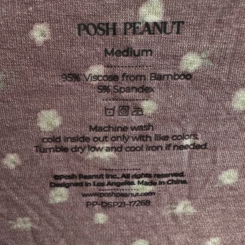 Posh Peanut Womens Pajama Top Short Sleeve Shirt Bamboo Loungewear Size Medium Purple - Image 6