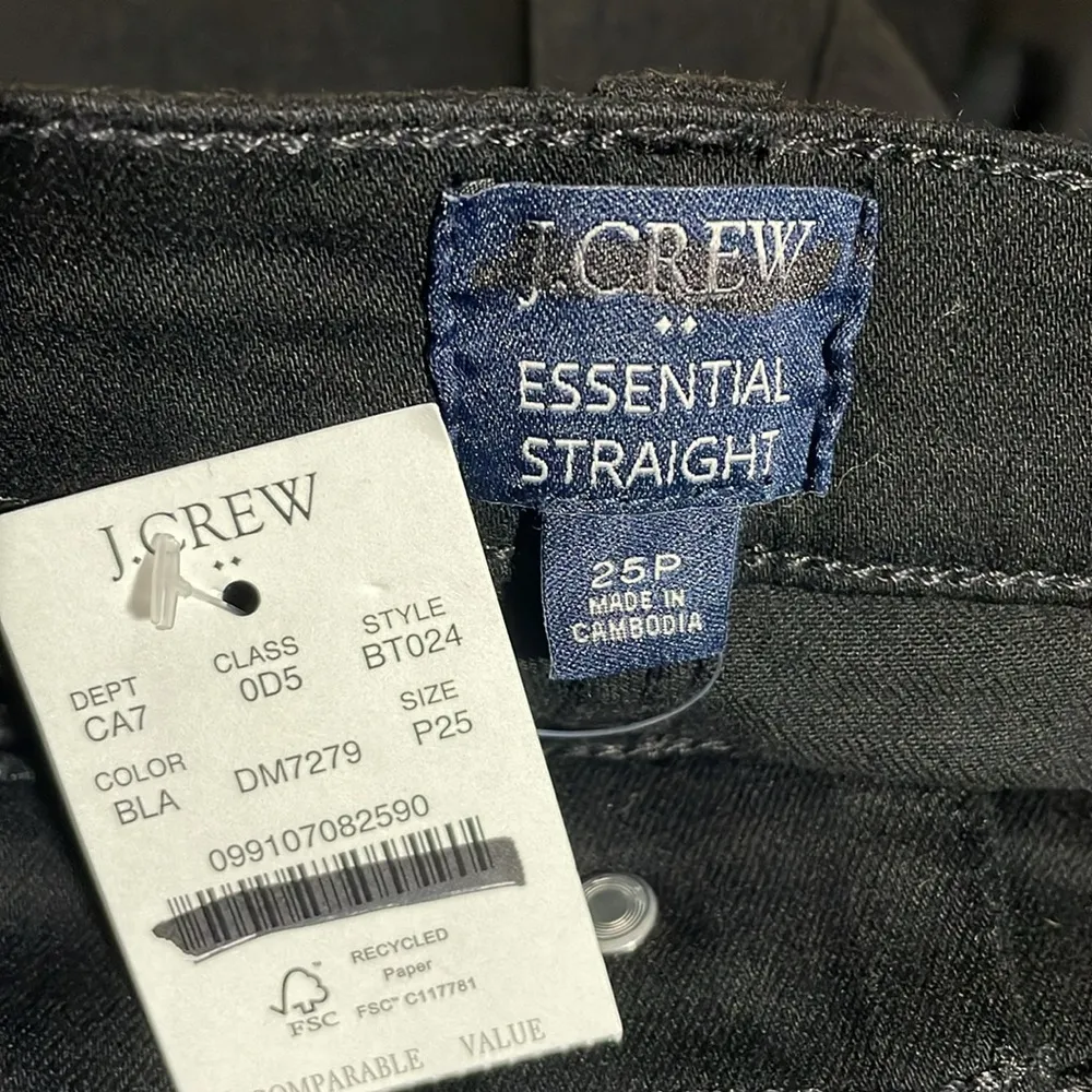 J Crew Factory Jeans Essential Straight All Day Stretch Black 25 Petite NWT Crop Size undefined - Image 6